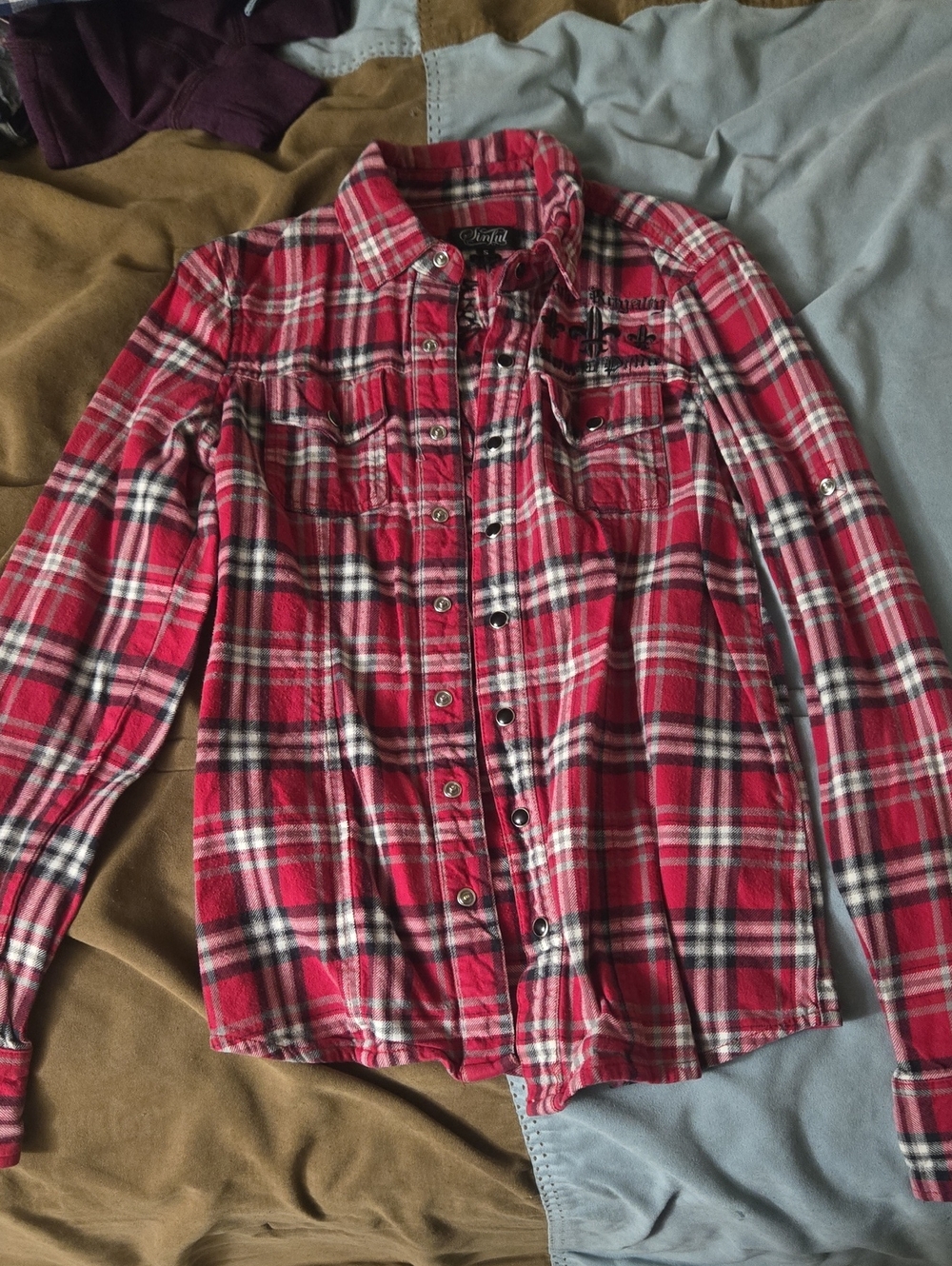 Sinful Red Plaid Button-Down Shirt